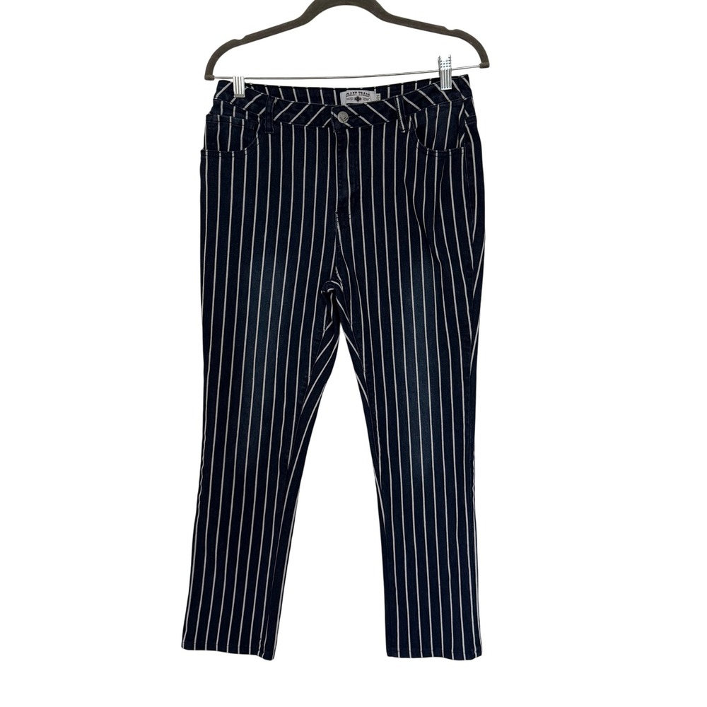 Crazy Train Women's‎ Pinstripe Jeans Size 9 29 Dark Wash Straight Leg Pants
